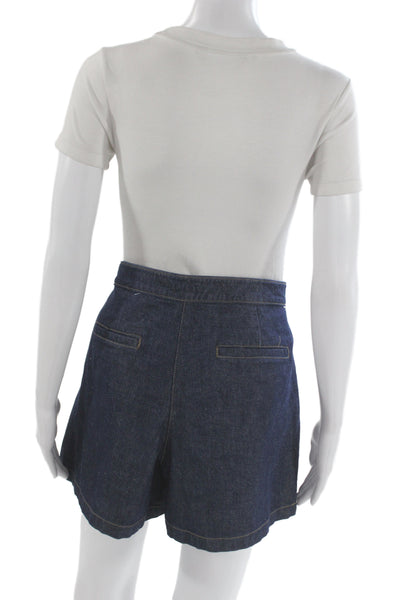 Re/Done Womens Blue Denim Pleated Wrap Mini Skort Size 29