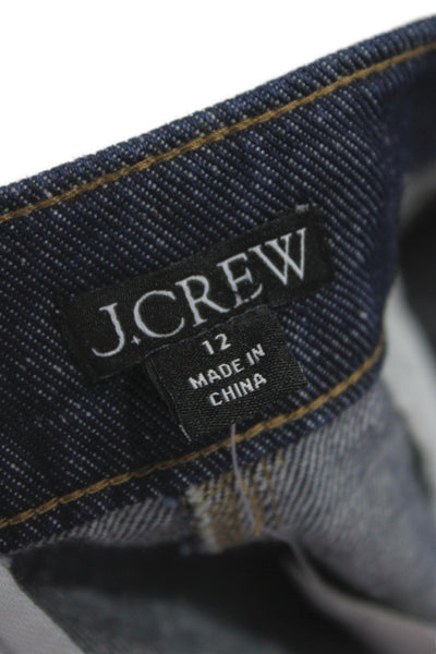 J Crew Womens Pleated Skort Dark Blue 100% Cotton Mini Size 12