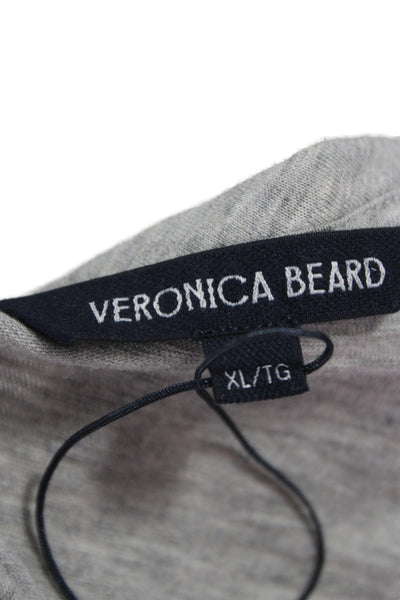 Veronica Beard Women Gray Pima Cotton Round Neck 3/4 Sleeve T-Shirt Size XL