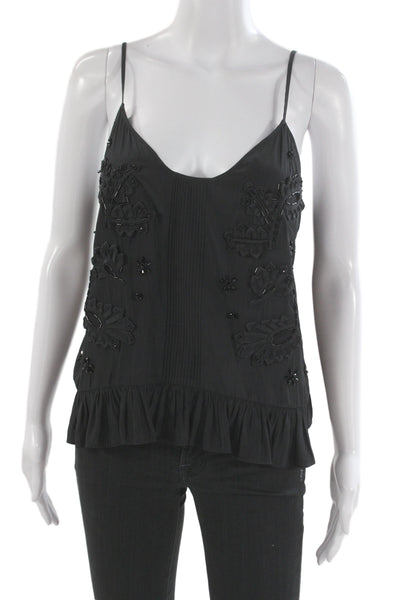 Ramy Brook Women Camisole Black V-Neck Bohemian Size L