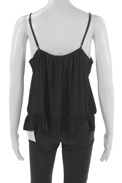 Ramy Brook Women Camisole Black V-Neck Bohemian Size L