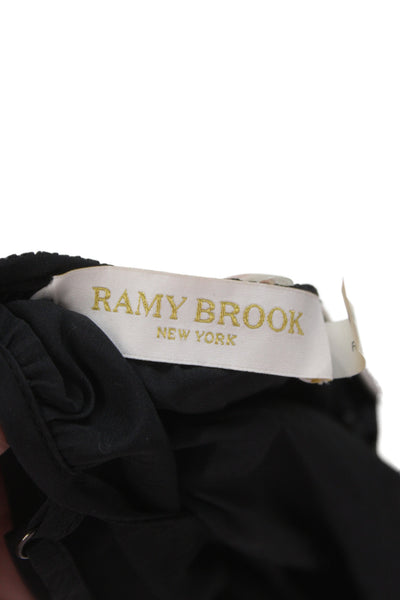 Ramy Brook Women Camisole Black V-Neck Bohemian Size L