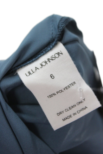 Ulla Johnson Womens Dark Blue Bohemian Blouse Short Sleeve Drawstring Size 6