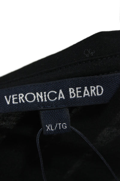 Veronica Beard Women Black Basic T-Shirt 3/4 Sleeve Round Neck Pima Size XL