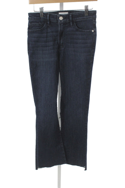 Frame Womens Bootcut Cropped Jeans Dark Blue High Rise Button Size 28