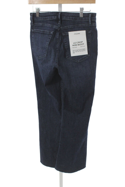Frame Womens Bootcut Cropped Jeans Dark Blue High Rise Button Size 28