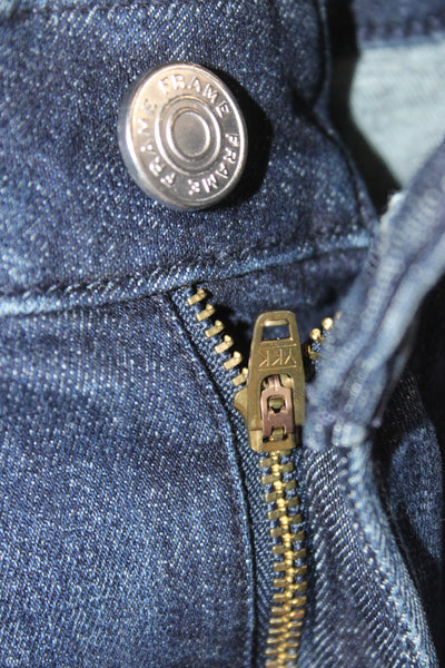 Frame Womens Bootcut Cropped Jeans Dark Blue High Rise Button Size 28