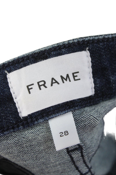 Frame Womens Bootcut Cropped Jeans Dark Blue High Rise Button Size 28