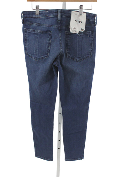 Rag & Bone Womens Ankle Skinny Jeans Dark Blue Button Mid Rise Size 28