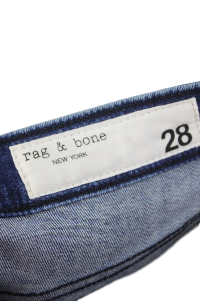 Rag & Bone Womens Ankle Skinny Jeans Dark Blue Button Mid Rise Size 28