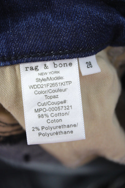 Rag & Bone Womens Ankle Skinny Jeans Dark Blue Button Mid Rise Size 28