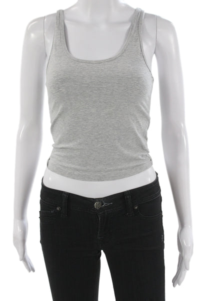 TNA Women Cropped Basic Gray Cotton Sleeveless Tank Round Neck Size S