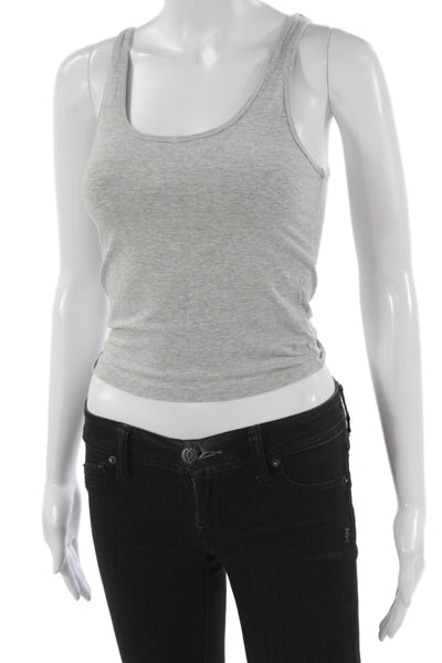 TNA Women Cropped Basic Gray Cotton Sleeveless Tank Round Neck Size S