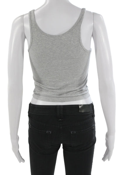 TNA Women Cropped Basic Gray Cotton Sleeveless Tank Round Neck Size S