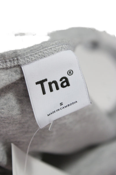 TNA Women Cropped Basic Gray Cotton Sleeveless Tank Round Neck Size S