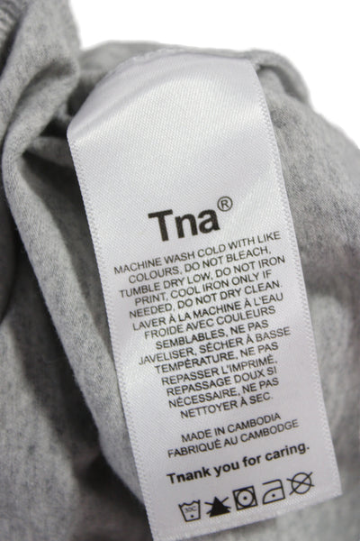 TNA Women Cropped Basic Gray Cotton Sleeveless Tank Round Neck Size S