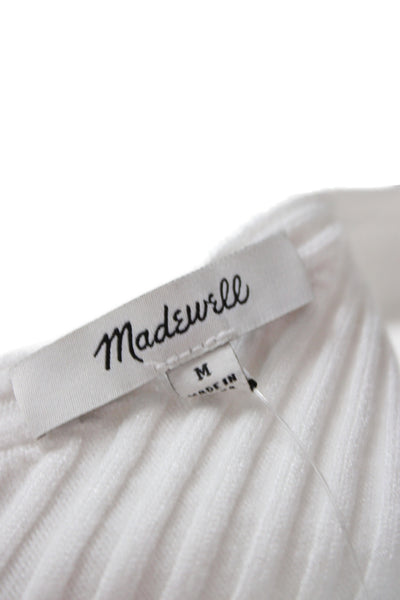 Madewell Women White V Neck Cropped Tank Size M