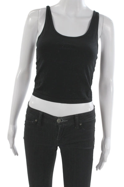 TNA Women Cropped Tank Black Basic Sleeveless Round Neck Size S