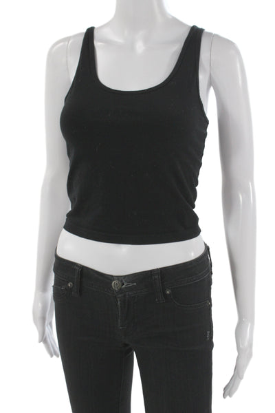 TNA Women Cropped Tank Black Basic Sleeveless Round Neck Size S