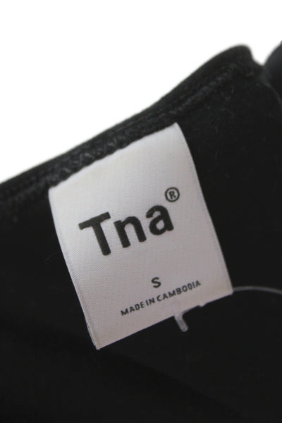 TNA Women Cropped Tank Black Basic Sleeveless Round Neck Size S