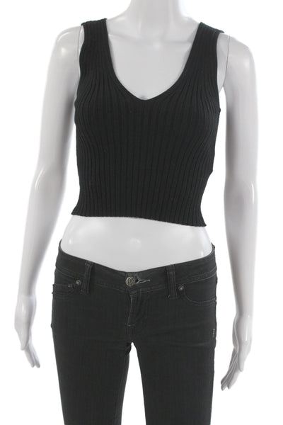Madewell Womens Black Cropped V-Neck Tank Size XS