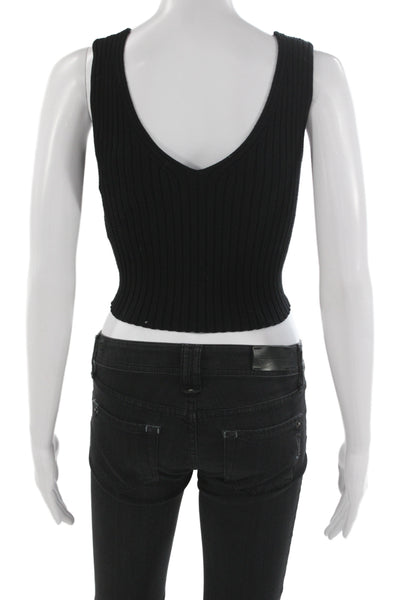 Madewell Womens Black Cropped V-Neck Tank Size XS