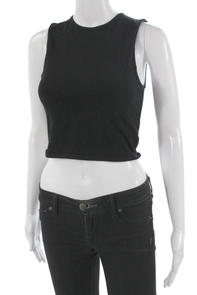 TNA Women Basic Cropped Black Tank Sleeveless Crewneck Cotton Size S
