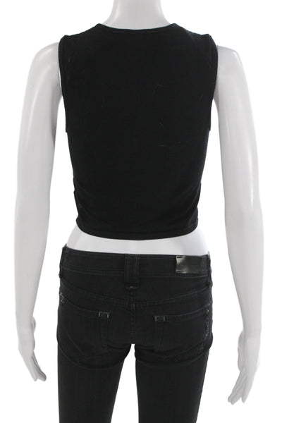TNA Women Basic Cropped Black Tank Sleeveless Crewneck Cotton Size S