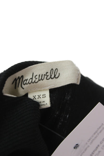 Madewell Women Black Cropped Tank Cotton Spandex Crew Neck Sleeveless Size 2XS