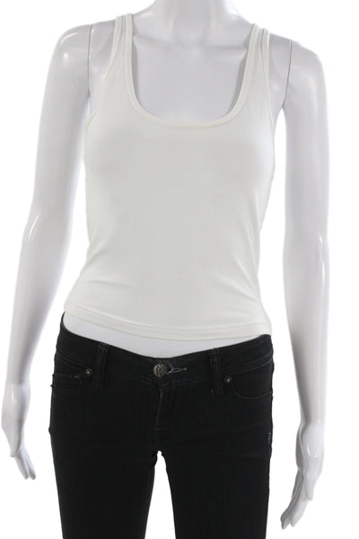 TNA Women Basic White Tank Cotton Spandex Round Neck Sleeveless Size S