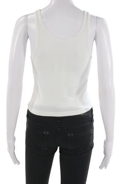 TNA Women Basic White Tank Cotton Spandex Round Neck Sleeveless Size S