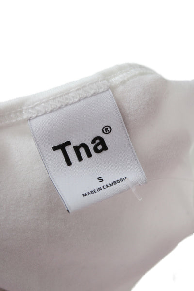 TNA Women Basic White Tank Cotton Spandex Round Neck Sleeveless Size S