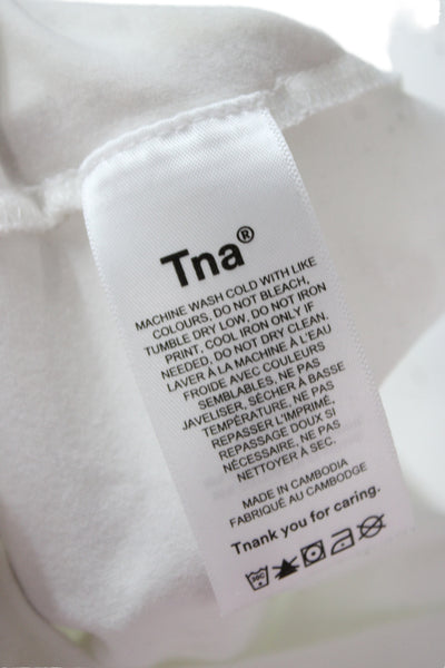 TNA Women Basic White Tank Cotton Spandex Round Neck Sleeveless Size S