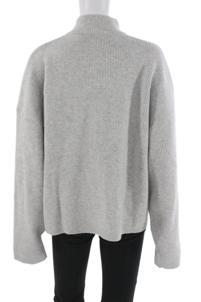 Adanola Unisex Full Zip Sweater Gray Mock Neck Long Sleeve Size M