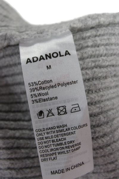 Adanola Unisex Full Zip Sweater Gray Mock Neck Long Sleeve Size M