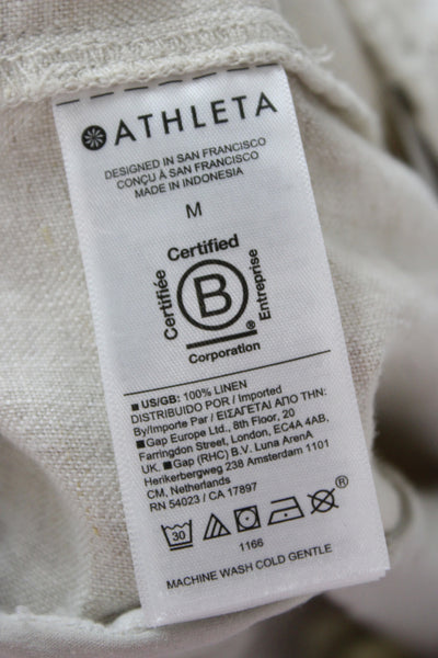 Athleta Womens Jogger Linen Drawstring Beige Size M
