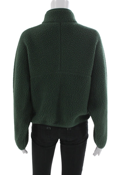 TNA Womens Pullover Sweatshirt Green Fleece High Neck Zip Size S