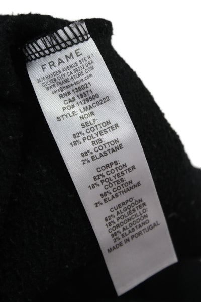 Frame Mens Pullover Hoodie Black Drawstring Cotton Blend Long Sleeve Size L