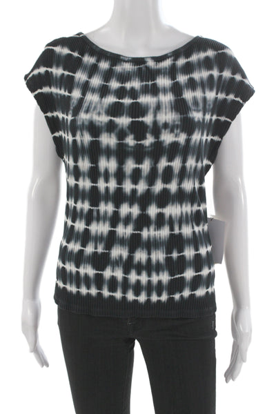 Nation Los Angeles Women Bohemian Black Cotton Short Sleeve Top Size L