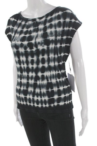Nation Los Angeles Women Bohemian Black Cotton Short Sleeve Top Size L