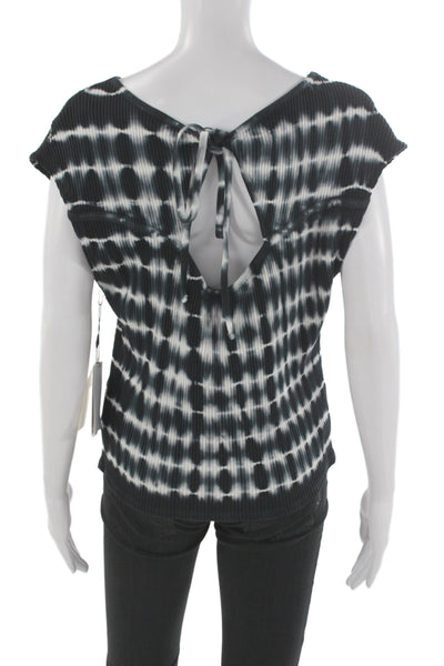 Nation Los Angeles Women Bohemian Black Cotton Short Sleeve Top Size L