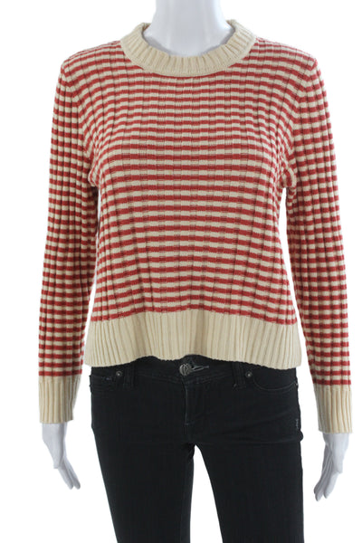 The Great Unisex Pullover Striped Crew Neck Beige Long Sleeve Sweater Size 2