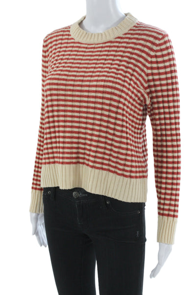 The Great Unisex Pullover Striped Crew Neck Beige Long Sleeve Sweater Size 2