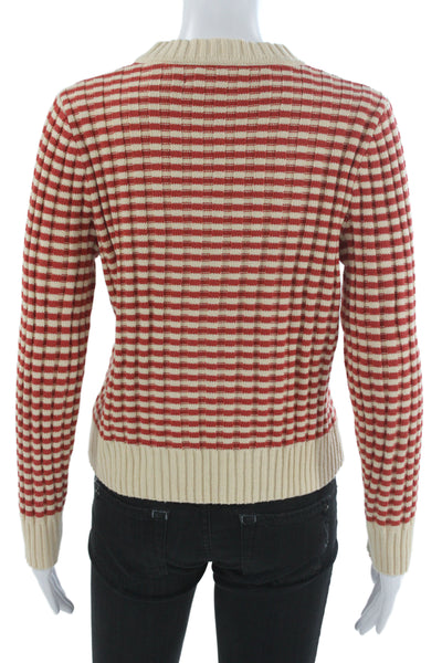 The Great Unisex Pullover Striped Crew Neck Beige Long Sleeve Sweater Size 2