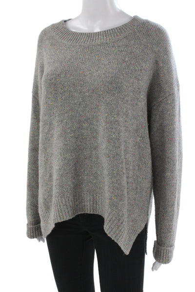 One Grey Day Unisex Pullover 100% Cashmere Gray Round Neck Long Sleeve Size L