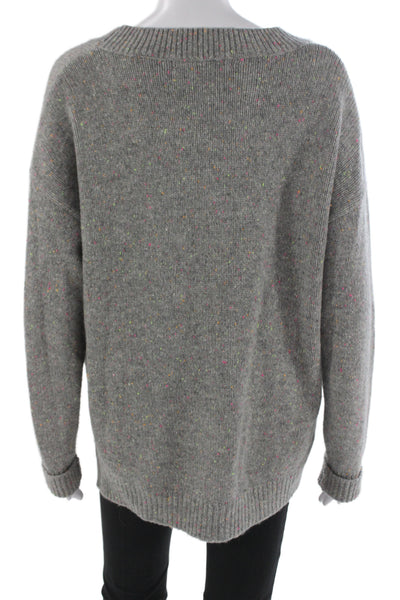 One Grey Day Unisex Pullover 100% Cashmere Gray Round Neck Long Sleeve Size L