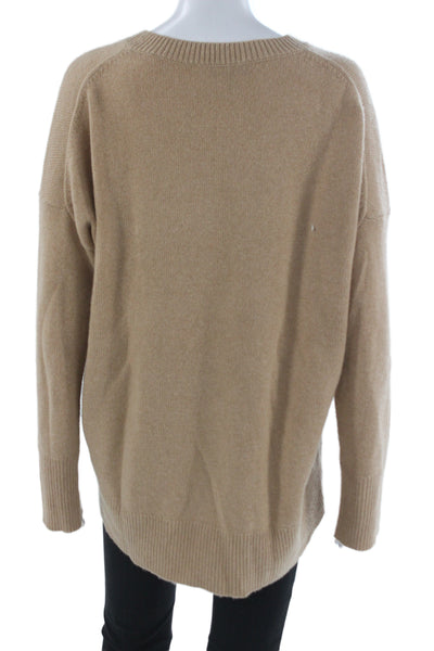 Theory Unisex Pullover Cashmere Crew Neck Tan Long Sleeve Sweater Size M