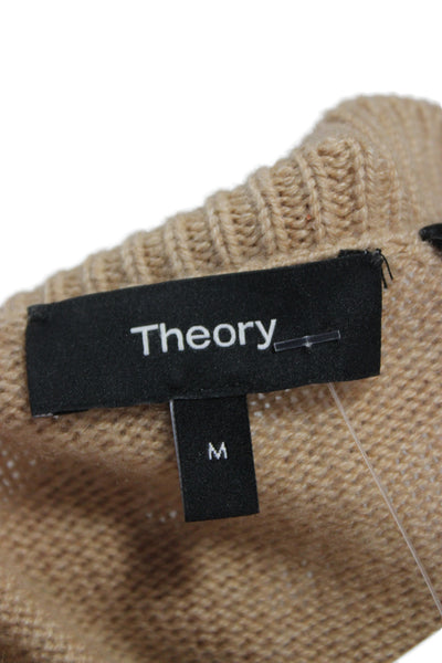 Theory Unisex Pullover Cashmere Crew Neck Tan Long Sleeve Sweater Size M