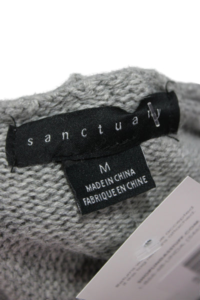 Sanctuary Women Pullover Hoodie Gray Drawstring Long Sleeve Size M