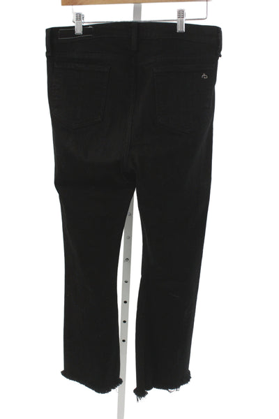 Rag & Bone Jean Women Cropped Straight Black High Rise Jeans Size 31